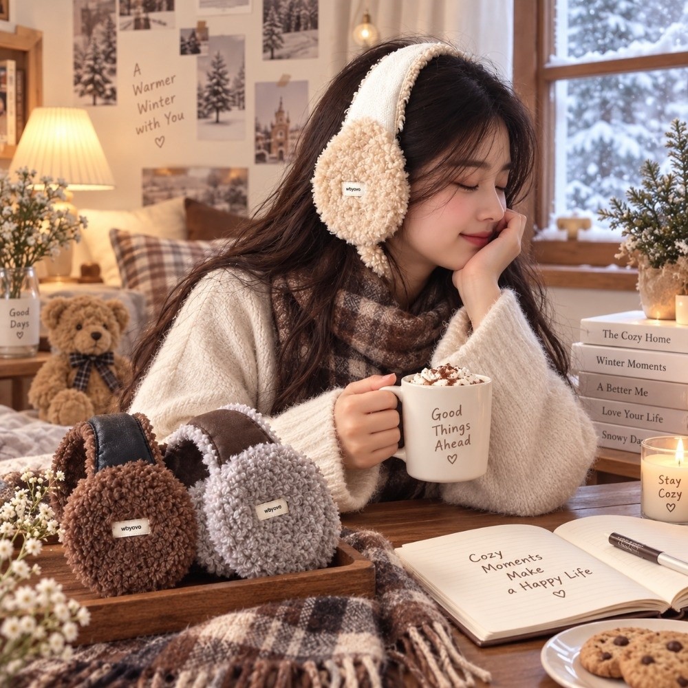 Earmuffs Foldable - Japanese Style Vintage Faux Lamb Fur