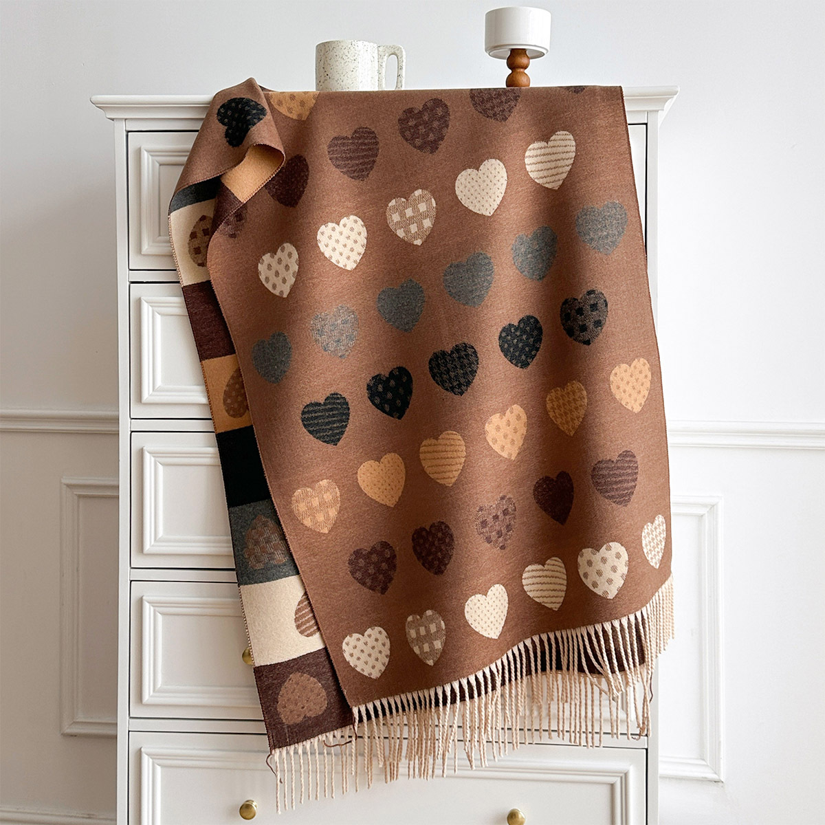 Cashmere Pashmina Wrap - Women Imitation Cashmere Scarf Fringed Thick