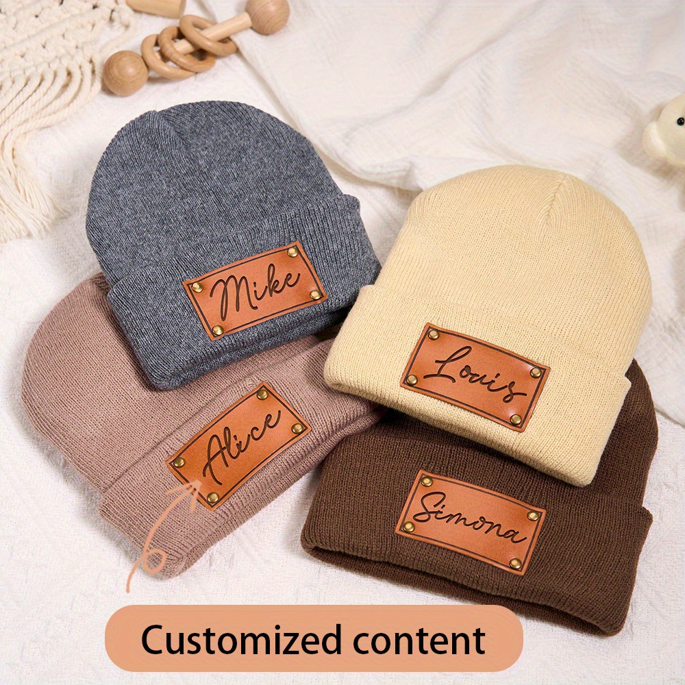 Custom Leather Patch Beanie Cu - đánh giá và giá Knit Beanie Hat Warm