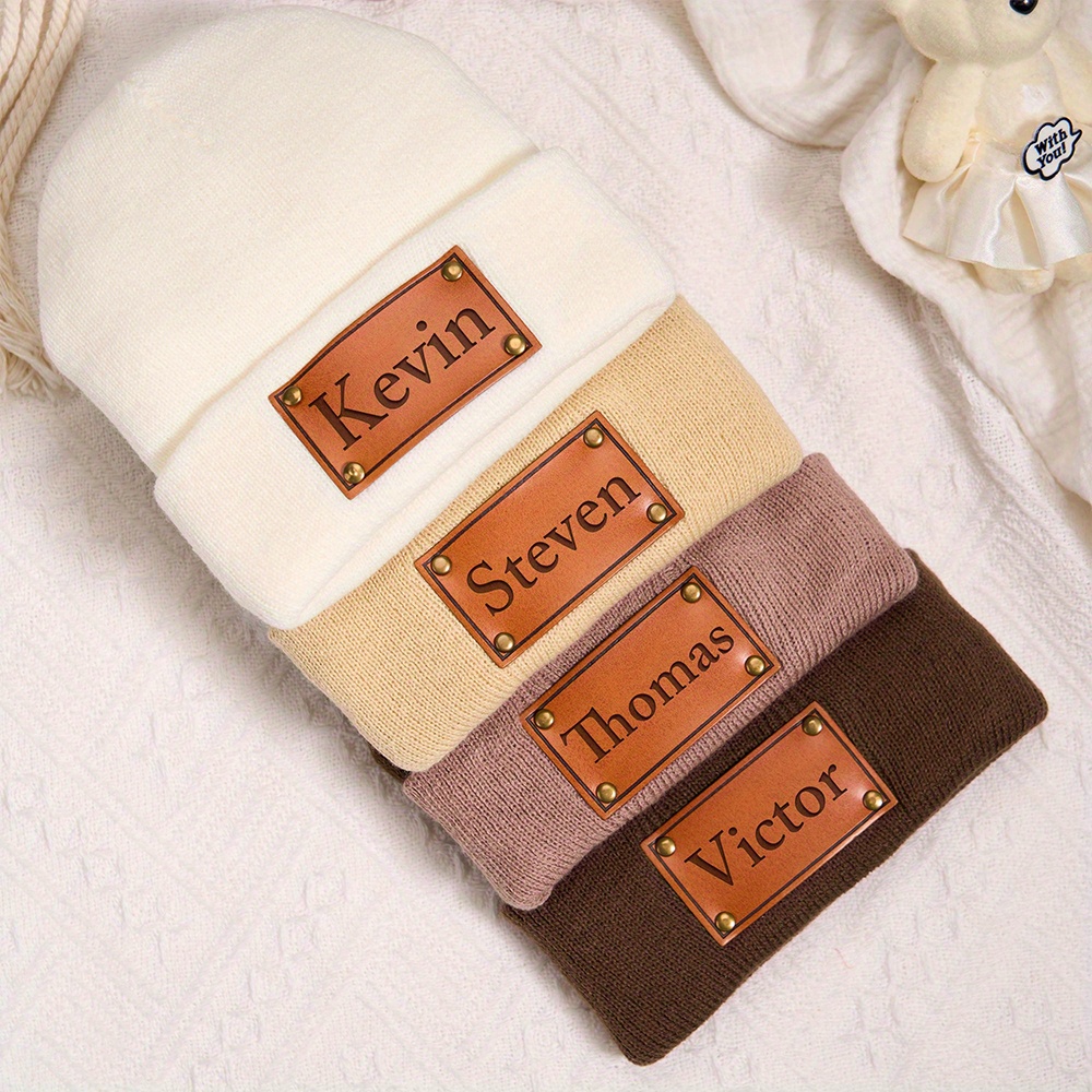 Custom Leather Patch Beanie Cu - đánh giá và giá Knit Beanie Hat Warm