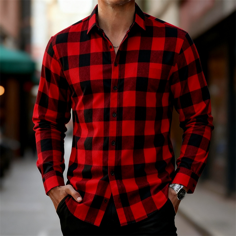 Men's Classic Red and Black Pl - đánh giá và giá Flannel Shirt Lined