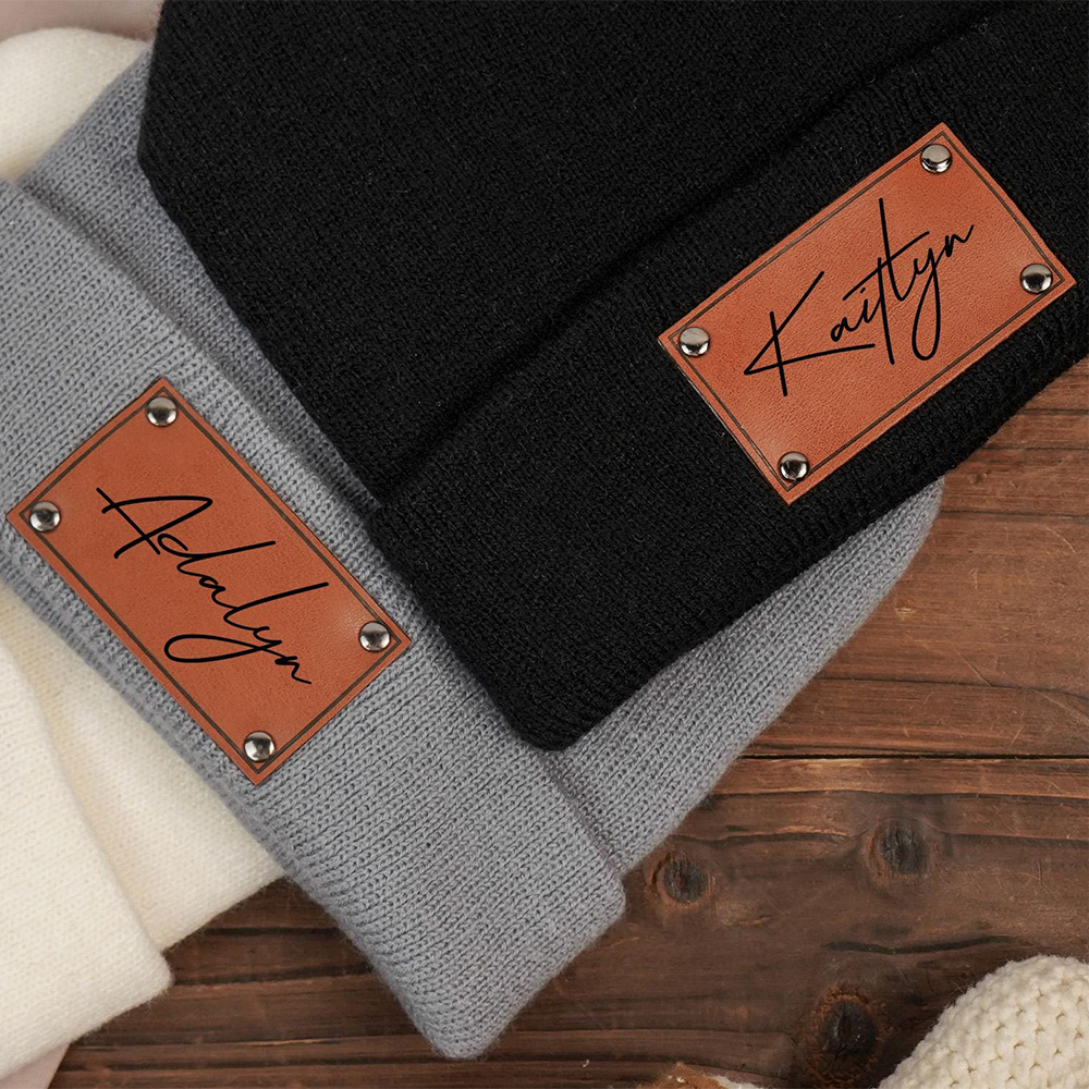 Custom Name Leather Label Knit - đánh giá và giá Knit Beanie Hat Warm